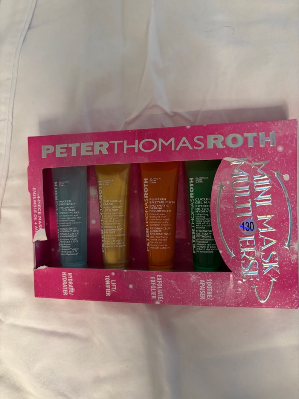 Peter Thomas Roth Mini Mask Set — Pink Box with Blue, Gold, Orange & Green Tubes